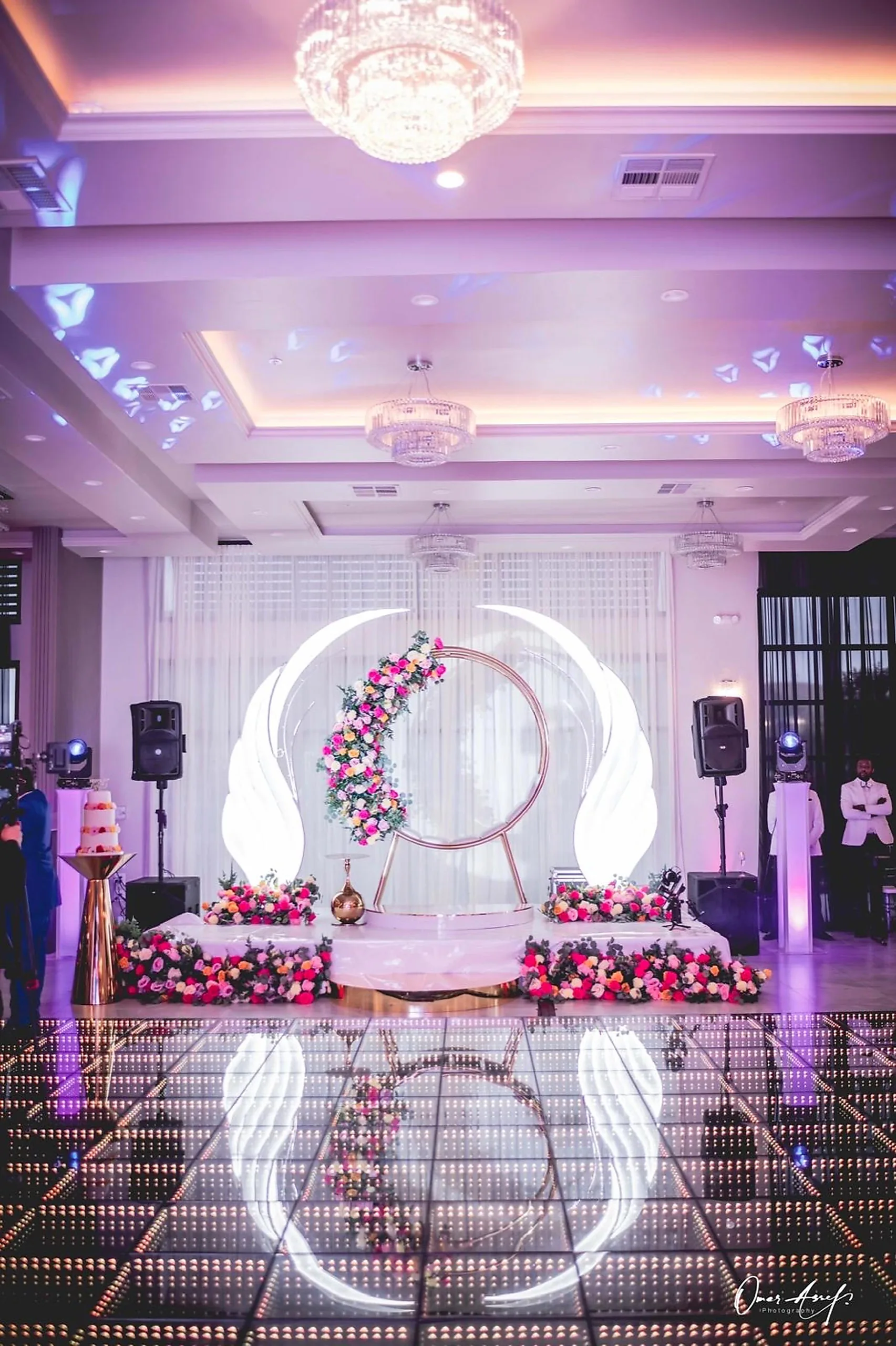 Ceremonial stage mandap setup