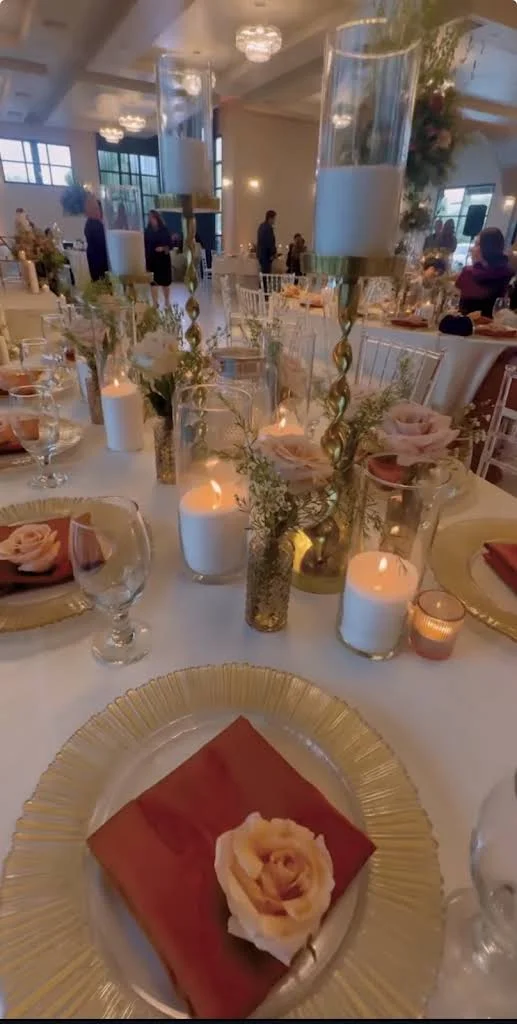 Candlelit banquet setting