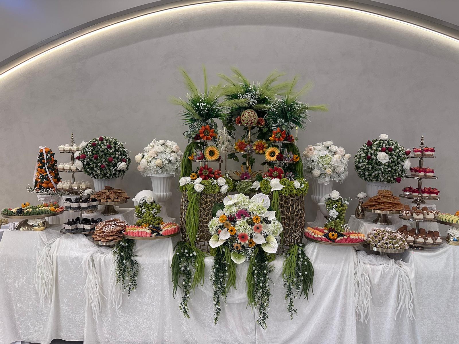 Dessert and fruit display